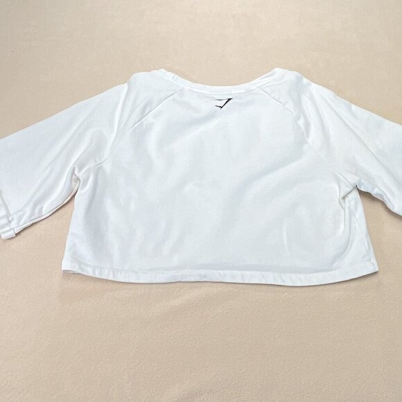 Gymshark "BE A VISIONARY" White Fleece Graphic Print Corp Top - Picture 3 of 10
